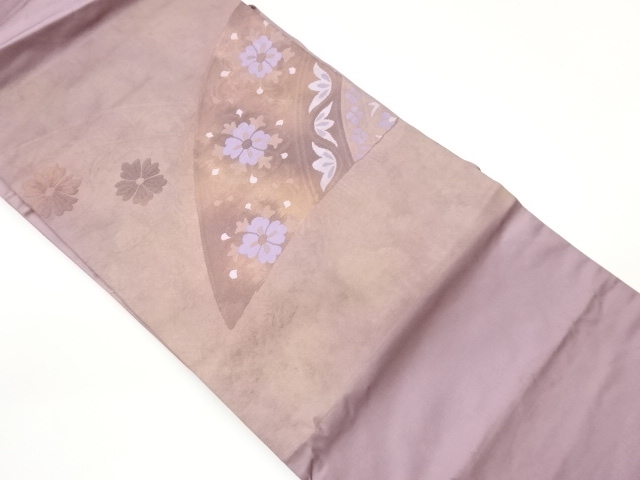華文に花唐草模様織出し名古屋帯